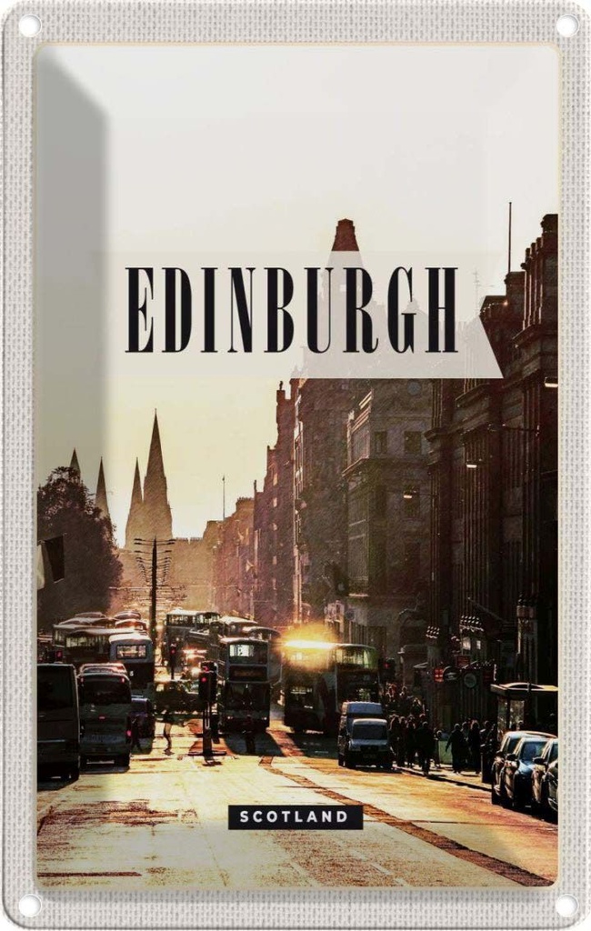 [LA-129779] Blechschild 30x20 cm Edinburgh Scotland Reiseziel Bildmotiv Reisemotiv Abenteuer Reisen Urlaub