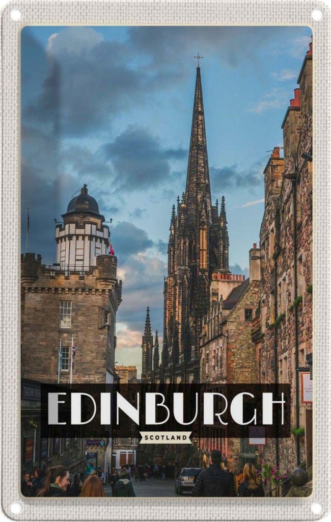 [LA-129780] Blechschild 30x20 cm Edinburgh Scotland Altstadt Bildmotiv Reisemotiv Abenteuer Reisen Urlaub