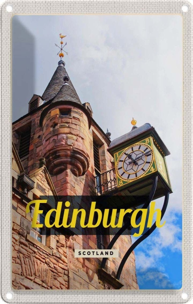 [LA-129783] Blechschild 30x20 cm Edinburgh Scotland Altstadt Bildmotiv Reisemotiv Abenteuer Reisen Urlaub