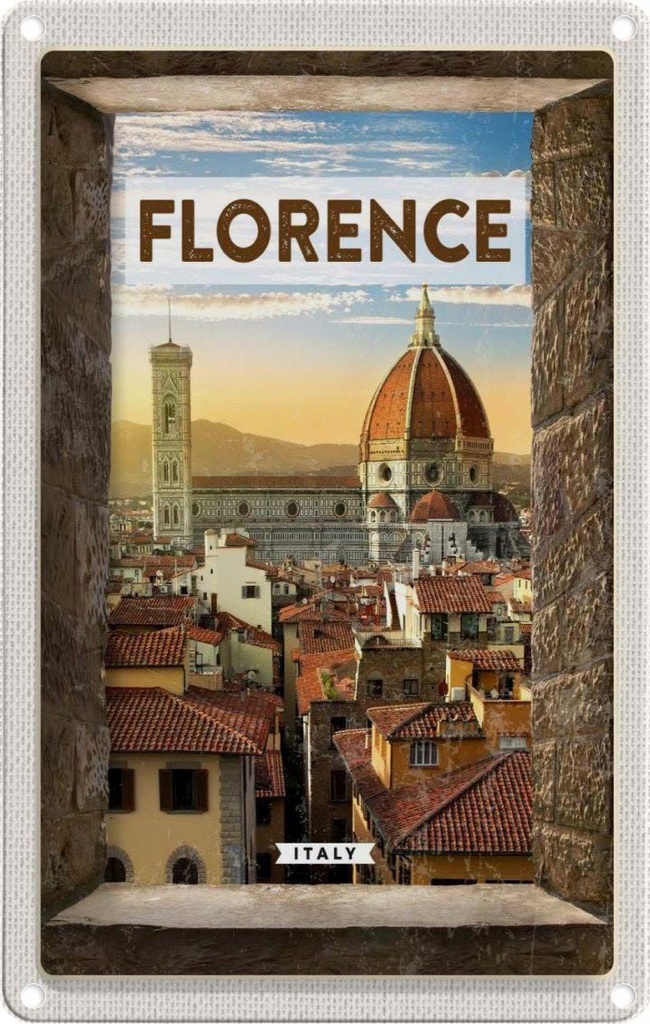 [LA-129784] Blechschild 30x20 cm Florence Italy Italien Toscana Bildmotiv Reisemotiv Abenteuer Reisen Urlaub