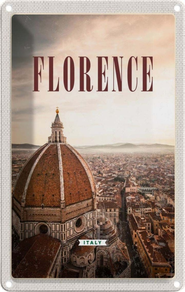 [LA-129785] Blechschild 30x20 cm Florence Italy Reiseziehl Bildmotiv Reisemotiv Abenteuer Reisen Urlaub