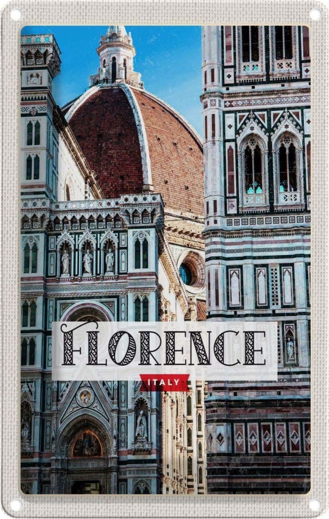 [LA-129793] Blechschild 30x20 cm Florence Italy Altstadt Bildmotiv Reisemotiv Abenteuer Reisen Urlaub