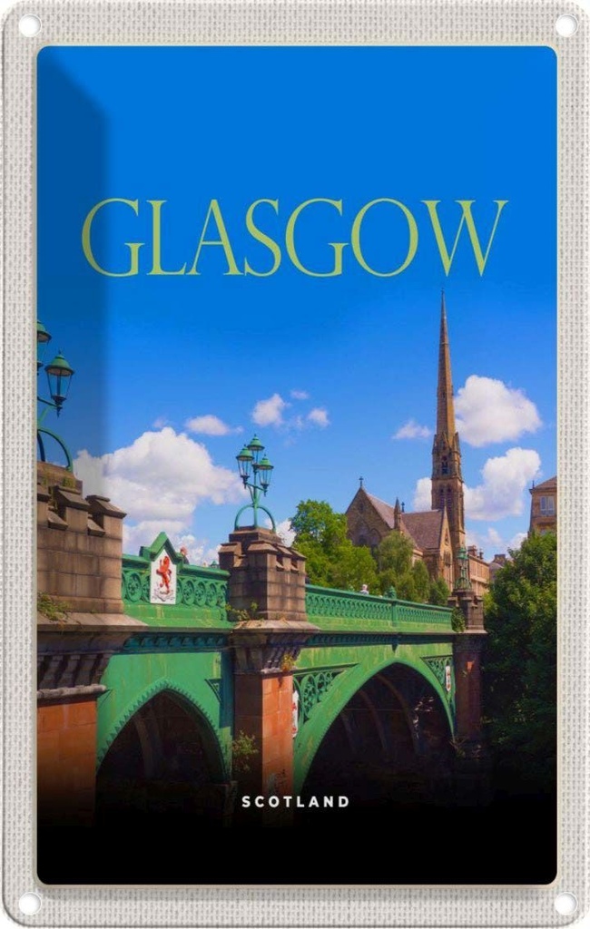 [LA-129794] Blechschild 30x20 cm Glasgow Scotland Hafenstadt Bildmotiv Reisemotiv Abenteuer Reisen Urlaub