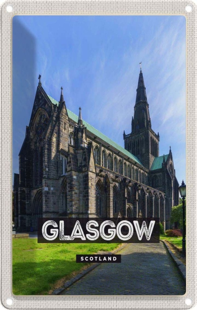 [LA-129795] Blechschild 30x20 cm Glasgow Scotland Schloss Bildmotiv Reisemotiv Abenteuer Reisen Urlaub