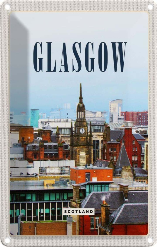 [LA-129798] Blechschild 30x20 cm Glasgow Scotland Altstadt Bildmotiv Reisemotiv Abenteuer Reisen Urlaub