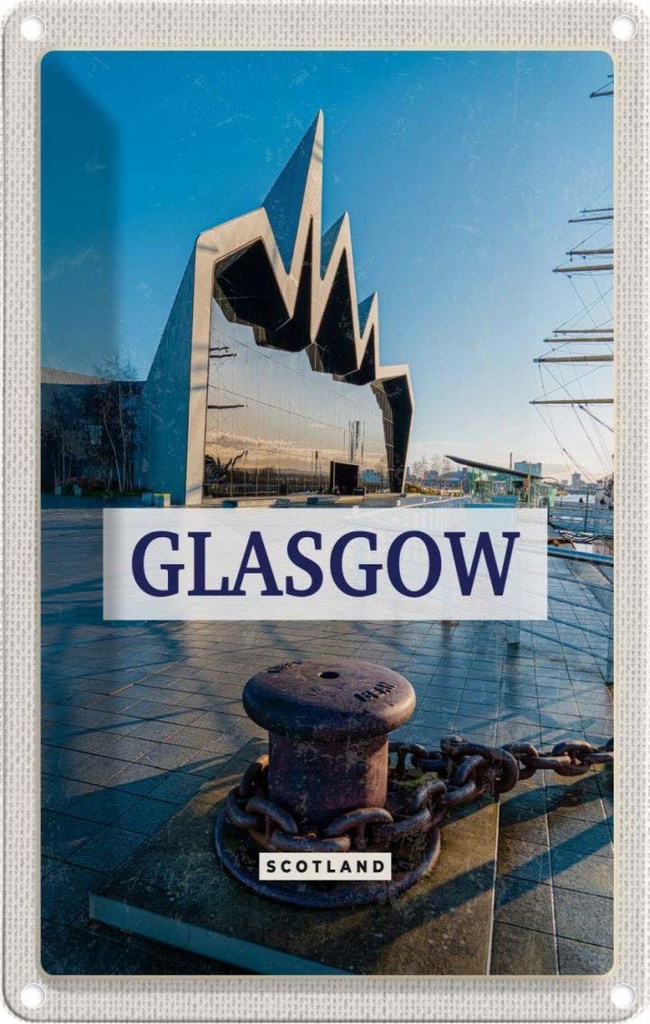[LA-129799] Blechschild 30x20 cm Glasgow Scotland Hafenstadt Bildmotiv Reisemotiv Abenteuer Reisen Urlaub