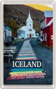 Blechschild 30x20 cm Iceland Iselstaat Kirche Bildmotiv Reisemotiv Abenteuer Reisen Urlaub