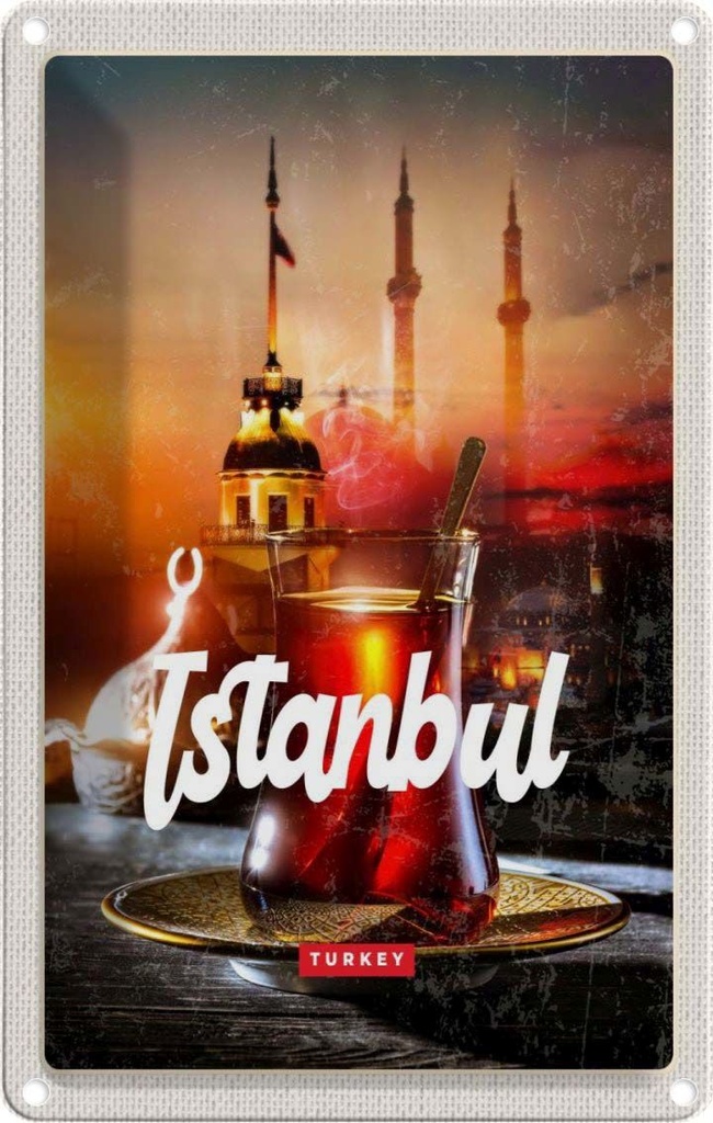 [LA-129809] Blechschild 30x20 cm Istanbul Turkey Çay türkischer Tee Bildmotiv Reisemotiv Abenteuer Reisen Urlaub