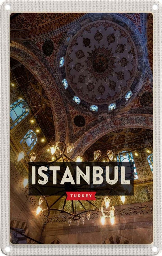 [LA-129812] Blechschild 30x20 cm Retro Istanbul Turkey Moschee Bildmotiv Reisemotiv Abenteuer Reisen Urlaub