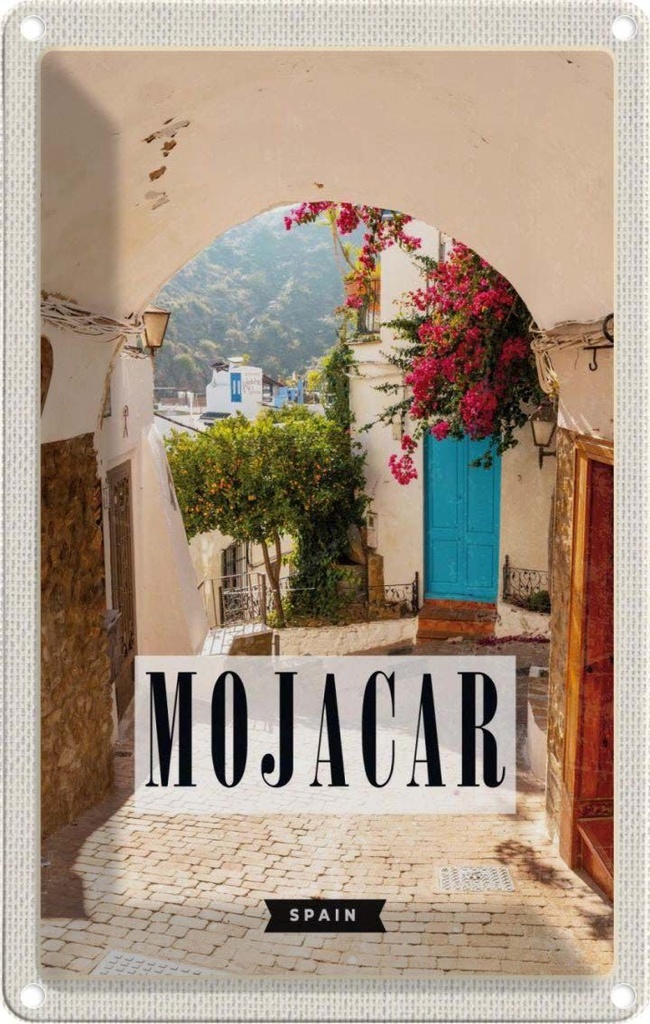 [LA-129817] Blechschild 30x20 cm Mojacar Spain Spanien Urlaub Bildmotiv Reisemotiv Abenteuer Reisen