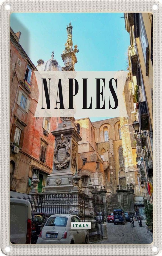 [LA-129821] Blechschild 30x20 cm Naples Italy Häuser Architektur Neapel Italien Bildmotiv Reisemotiv Abenteuer Reisen Urlaub