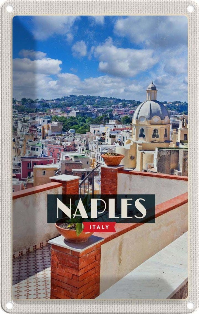 [LA-129823] Blechschild 30x20 cm Naples Italy Neapel Panorama Himmel Bildmotiv Reisemotiv Abenteuer Reisen Urlaub