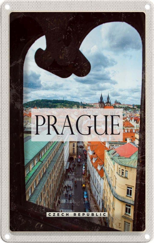 [LA-129864] Blechschild 30x20 cm Prague Altstadt Tschechien Bildmotiv Reisemotiv Abenteuer Reisen Urlaub