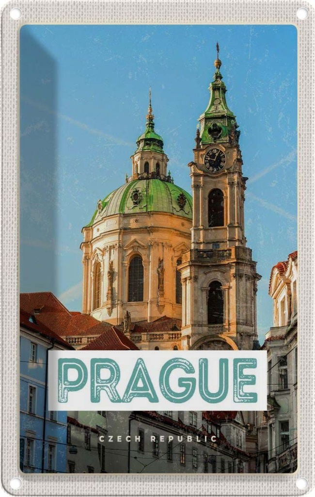 [LA-129865] Blechschild 30x20 cm Prague St. Nikolaus Kirche Kostel Bildmotiv Reisemotiv Abenteuer Reisen Urlaub