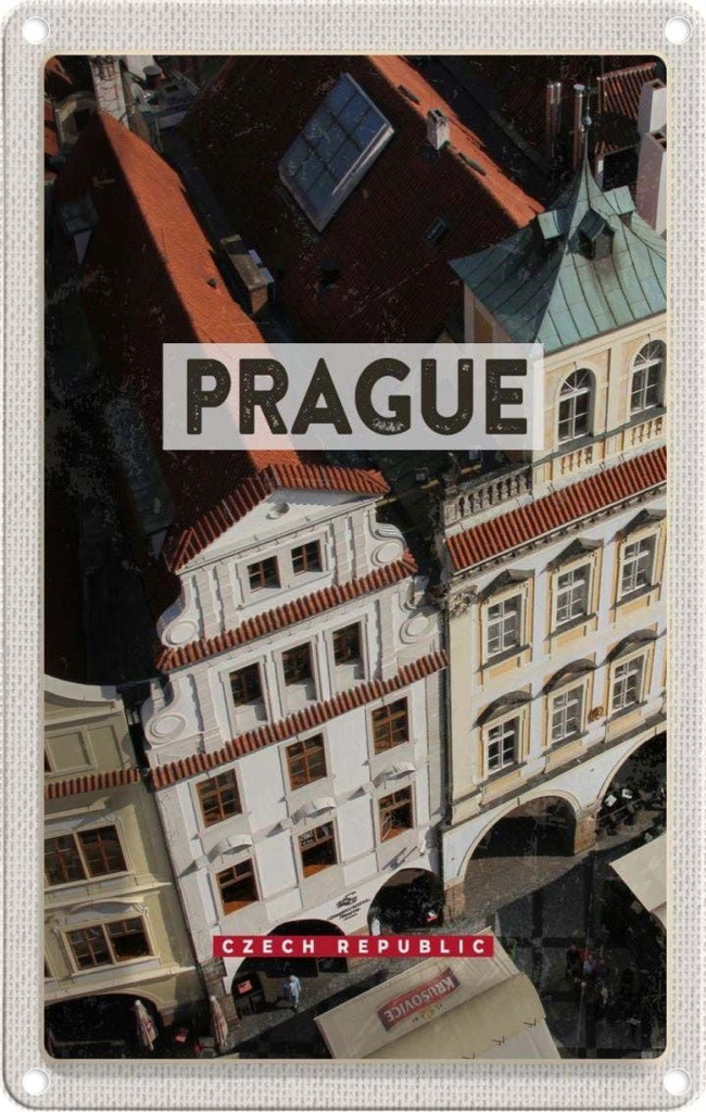 [LA-129867] Blechschild 30x20 cm Prague Prag Altstadt Tschechien Bildmotiv Reisemotiv Abenteuer Reisen Urlaub