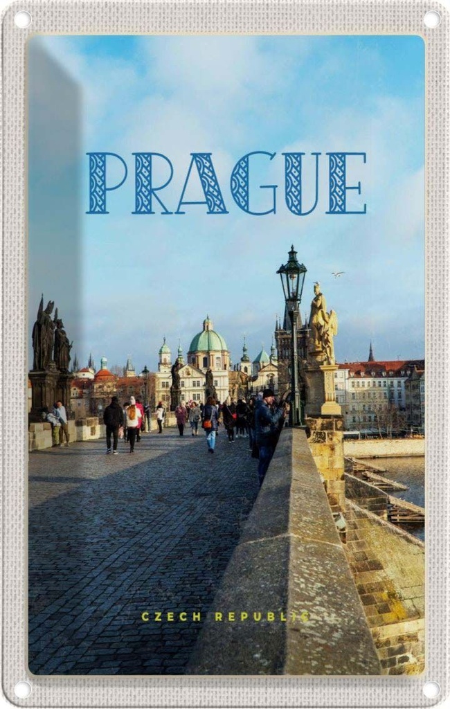 [LA-129870] Blechschild 30x20 cm Prague Tschechien Altstadt Poster Bildmotiv Reisemotiv Abenteuer Reisen Urlaub