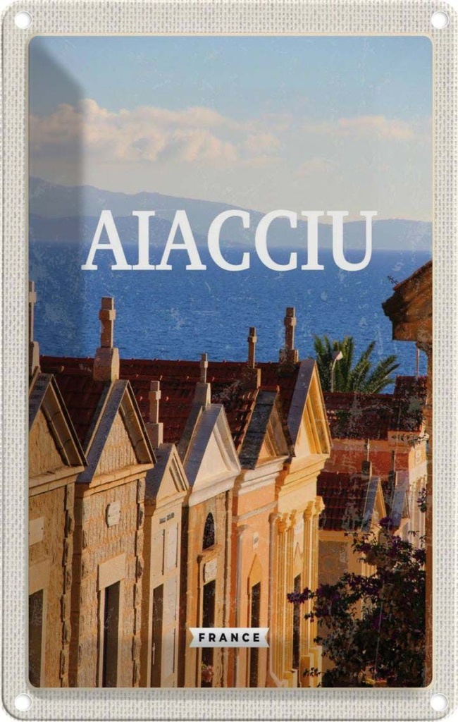 [LA-129873] Blechschild 30x20 cm Ajaccio France Aussicht Meer Bildmotiv Reisemotiv Abenteuer Reisen Urlaub