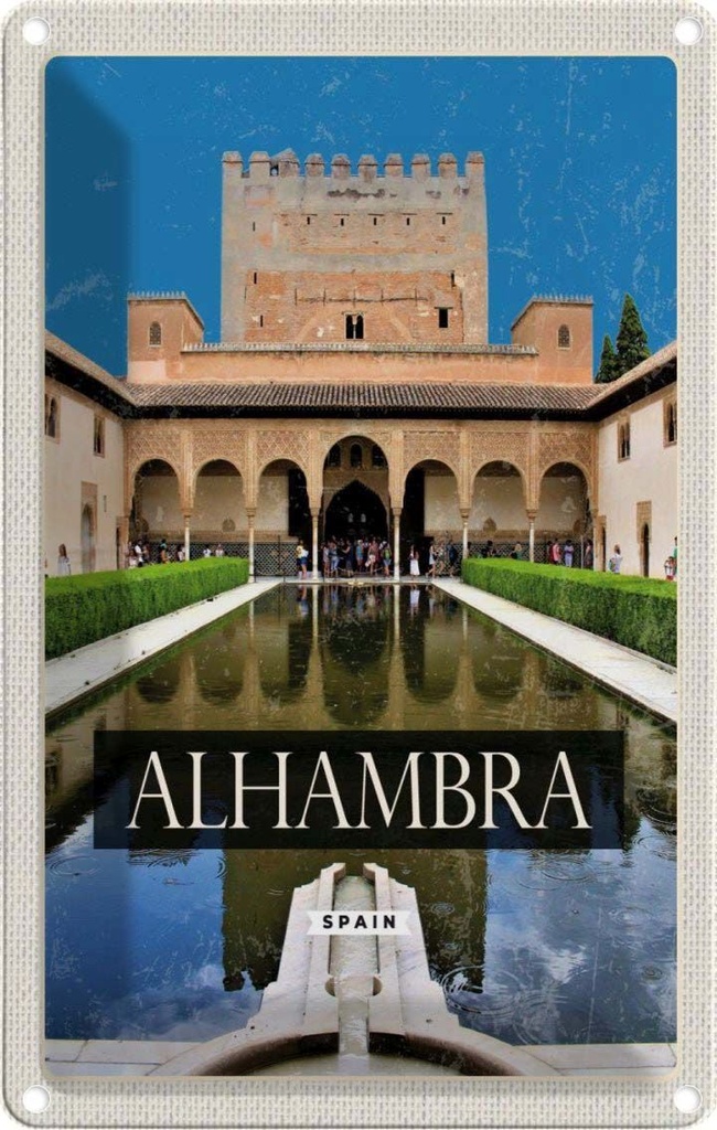 [LA-129875] Blechschild 30x20 cm Retro Alhambra Spain Spanien Bildmotiv Reisemotiv Abenteuer Reisen Urlaub