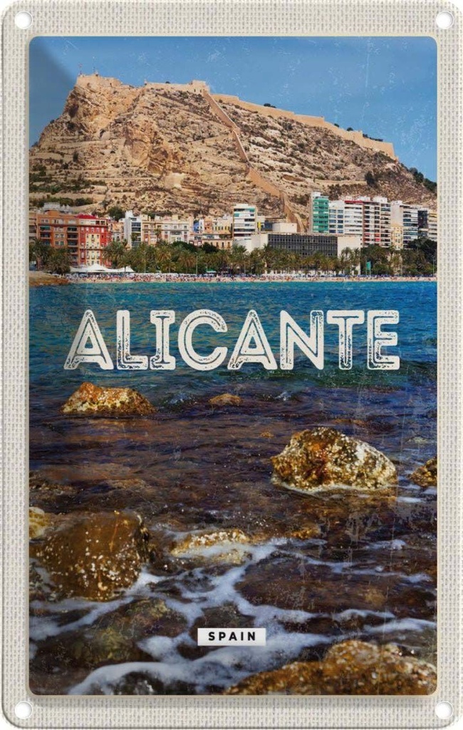 [LA-129876] Blechschild 30x20 cm Aligante Spain Spanien Meer Bildmotiv Reisemotiv Abenteuer Reisen Urlaub