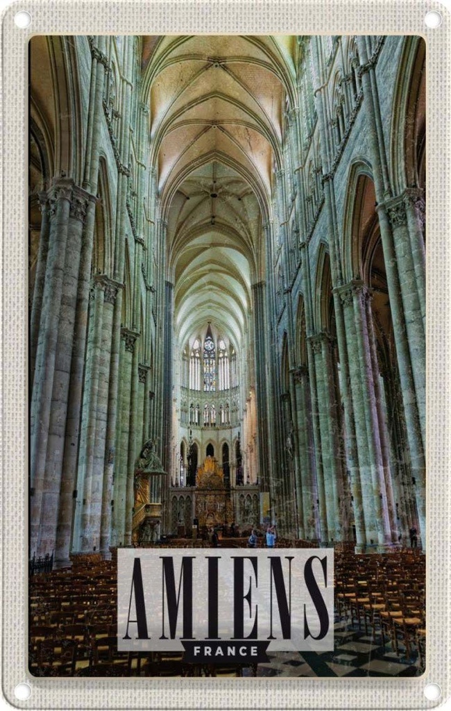 [LA-129878] Blechschild 30x20 cm Amiens France Kathedrale Bildmotiv Reisemotiv Abenteuer Reisen Urlaub