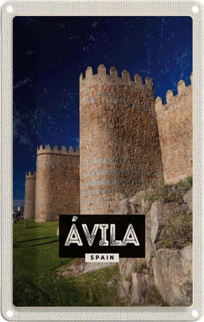 [LA-129883] Blechschild 30x20 cm Avila Spain Mittelalter Turm Bildmotiv Reisemotiv Abenteuer Reisen Urlaub