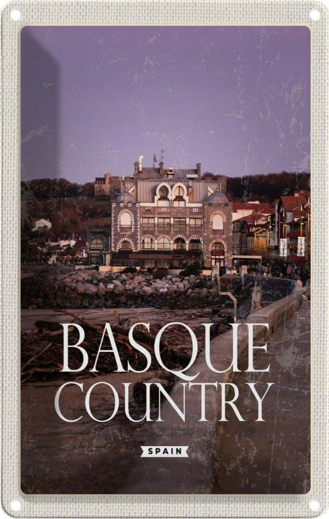 [LA-129884] Blechschild 30x20 cm Retro Basque country Spain Baskenland Bildmotiv Reisemotiv Abenteuer Reisen Urlaub