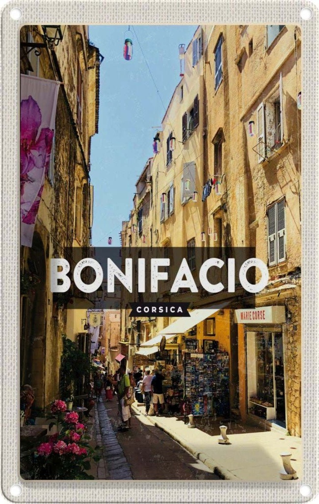 [LA-129890] Blechschild 30x20 cm Bonifacio Corsica Insel Korsika Stadt Bildmotiv Reisemotiv Abenteuer Reisen Urlaub