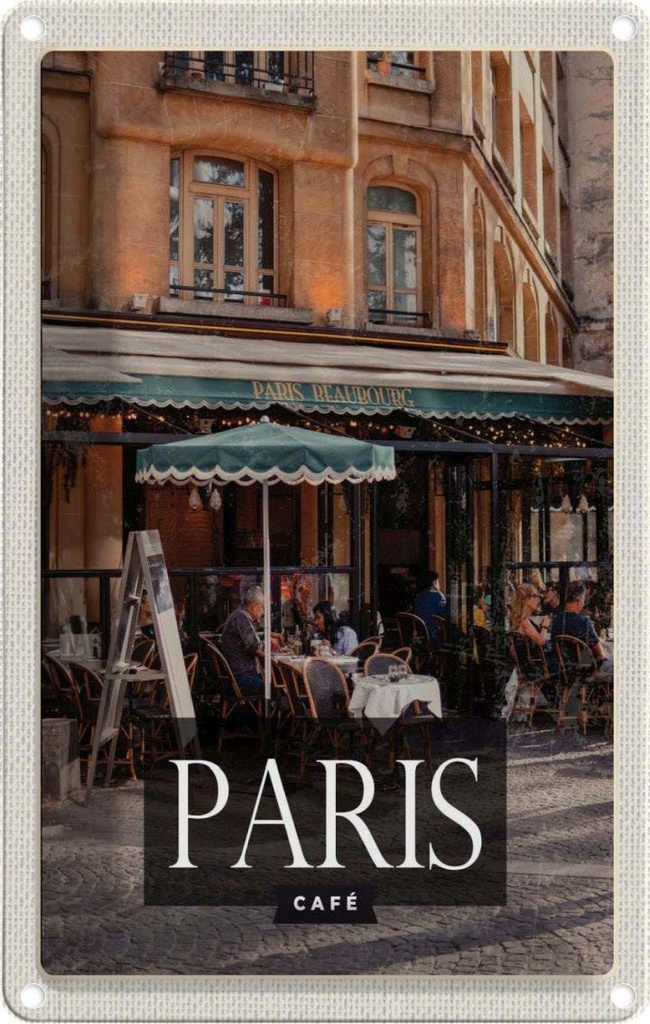 [LA-129894] Blechschild 30x20 cm Paris Cafe Restaurant Bildmotiv Reisemotiv Abenteuer Reisen Urlaub