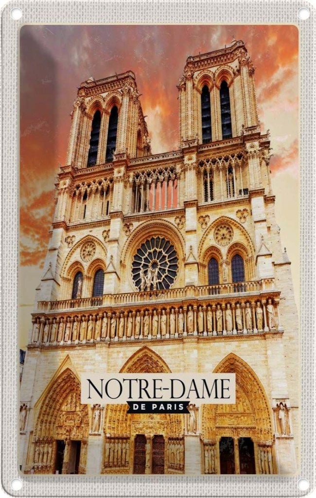 [LA-130103] Blechschild 30x20 cm Notre-Dame de Häuser Architektur Paris Kunst Bildmotiv Reisemotiv Abenteuer Reisen Urlaub