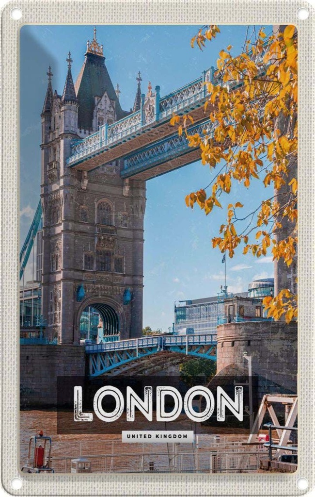 [LA-130180] Blechschild 30x20 cm London UK Architektur Reiseziel Bildmotiv Reisemotiv Abenteuer Reisen Urlaub Häuser