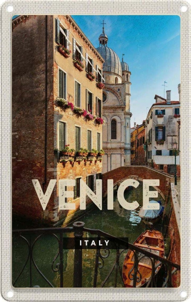 [LA-130185] Blechschild 30x20 cm Venice Iraly Architektur Bildmotiv Reisemotiv Abenteuer Reisen Urlaub Häuser