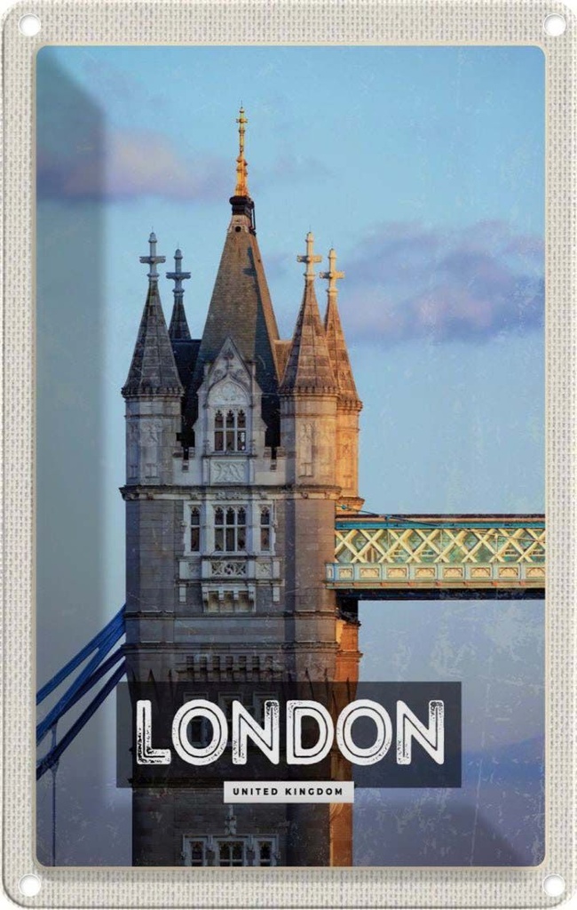 [LA-130216] Blechschild 30x20 cm London UK Architektur Reiseziel Bildmotiv Reisemotiv Abenteuer Reisen Urlaub Häuser
