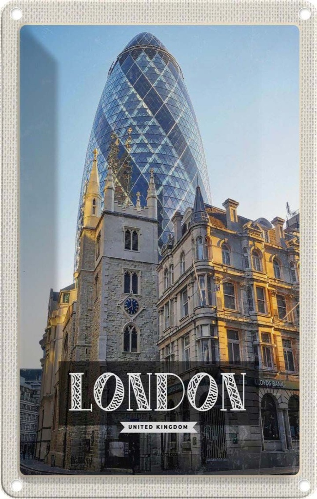 [LA-130265] Blechschild 30x20 cm London United Architektur Kingdom Bildmotiv Reisemotiv Abenteuer Reisen Urlaub Häuser