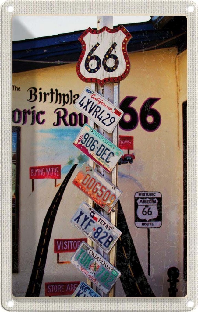 [LA-130805] Blechschild 30x20 cm USA Amerika Urlaub Route 66 US Highway Bildmotiv Reisemotiv Abenteuer Reisen