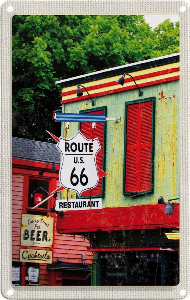 [LA-130817] Blechschild 30x20 cm Amerika Route 66 Restaurant Chicago Bildmotiv Reisemotiv Abenteuer Reisen Urlaub