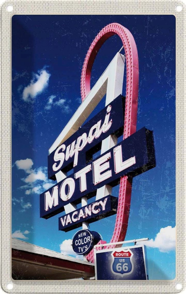 [LA-130824] Blechschild 30x20 cm Amerika USA Urlaub Route 66 Supai Motel Bildmotiv Reisemotiv Abenteuer Reisen