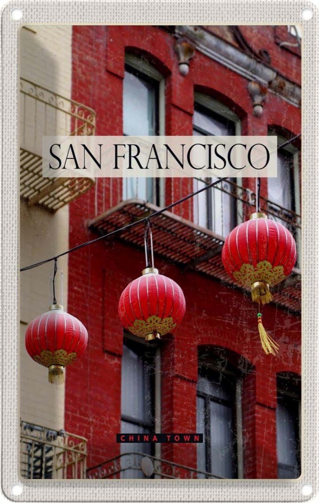 [LA-130854] Blechschild 30x20 cm San Fransico Amerika USA Urlaub rot China Town Bildmotiv Reisemotiv Abenteuer Reisen