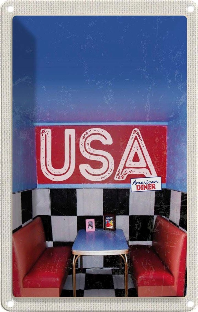 [LA-130912] Blechschild 30x20 cm Amerika Diner USA Urlaub American Restaurant Fast Food Bildmotiv Reisemotiv Abenteuer Reisen