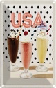 Blechschild 30x20 cm Amerika Milchshake Urlaub Vanille Schokolade Bildmotiv Reisemotiv Abenteuer Reisen USA