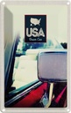 Blechschild 30x20 cm Amerika Fahrzeug USA Urlaub Spiegel rot Gemälde Bildmotiv Reisemotiv Abenteuer Reisen