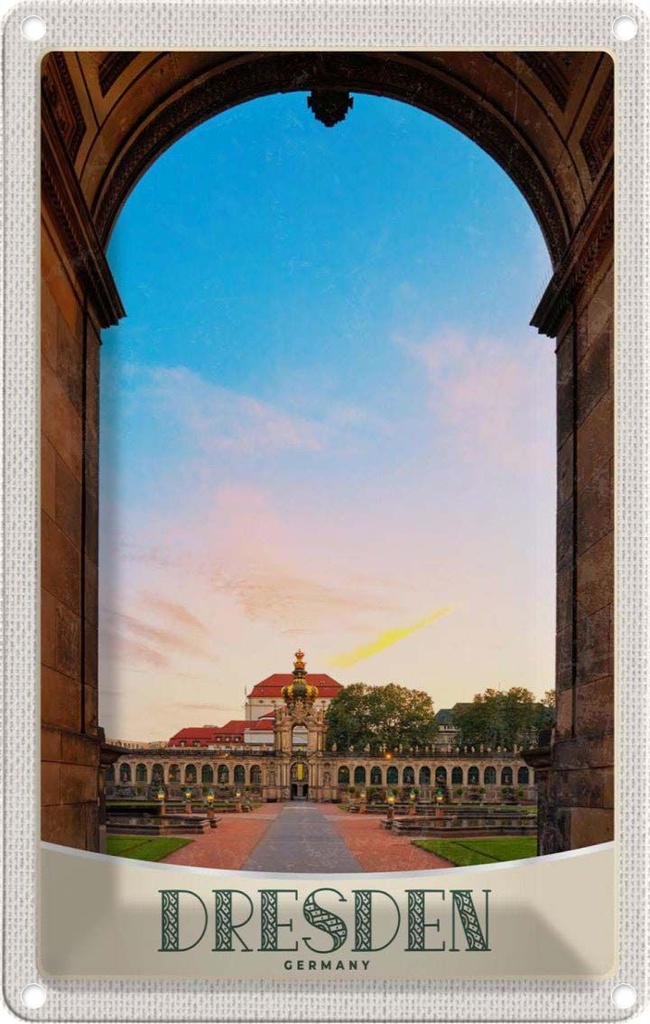 [LA-131001] Blechschild 30x20 cm Dresden Deutschland Architektur Garten Bildmotiv Reisemotiv Abenteuer Reisen Urlaub Häuser