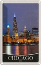 Blechschild 30x20 cm Chicago USA Amerika Urlaub Abend am Meer Bildmotiv Reisemotiv Abenteuer Reisen