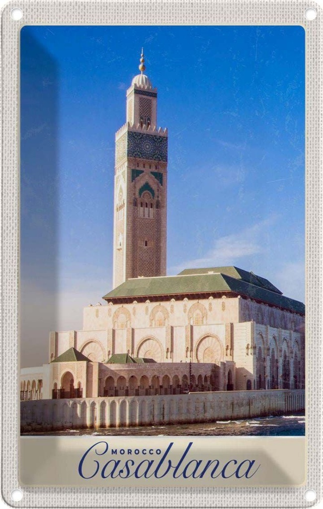 [LA-131008] Blechschild 30x20 cm Casablanca Marokko Architektur Afrika Bildmotiv Reisemotiv Abenteuer Reisen Urlaub Häuser