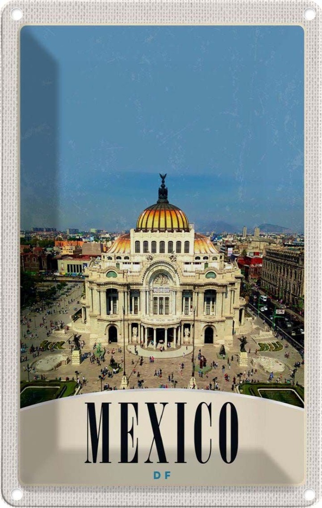 [LA-131089] Blechschild 30x20 cm Mexiko Amerika USA Urlaub Mitelalter Gebäude Bildmotiv Reisemotiv Abenteuer Reisen