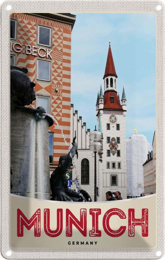 [LA-131109] Blechschild 30x20 cm München Aussicht Architektur Stadt Bildmotiv Reisemotiv Abenteuer Reisen Urlaub Häuser