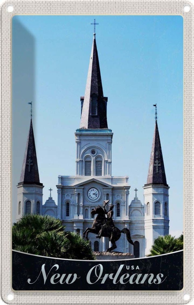 [LA-131122] Blechschild 30x20 cm New Orleans USA Urlaub Amerika Kirche Bildmotiv Reisemotiv Abenteuer Reisen
