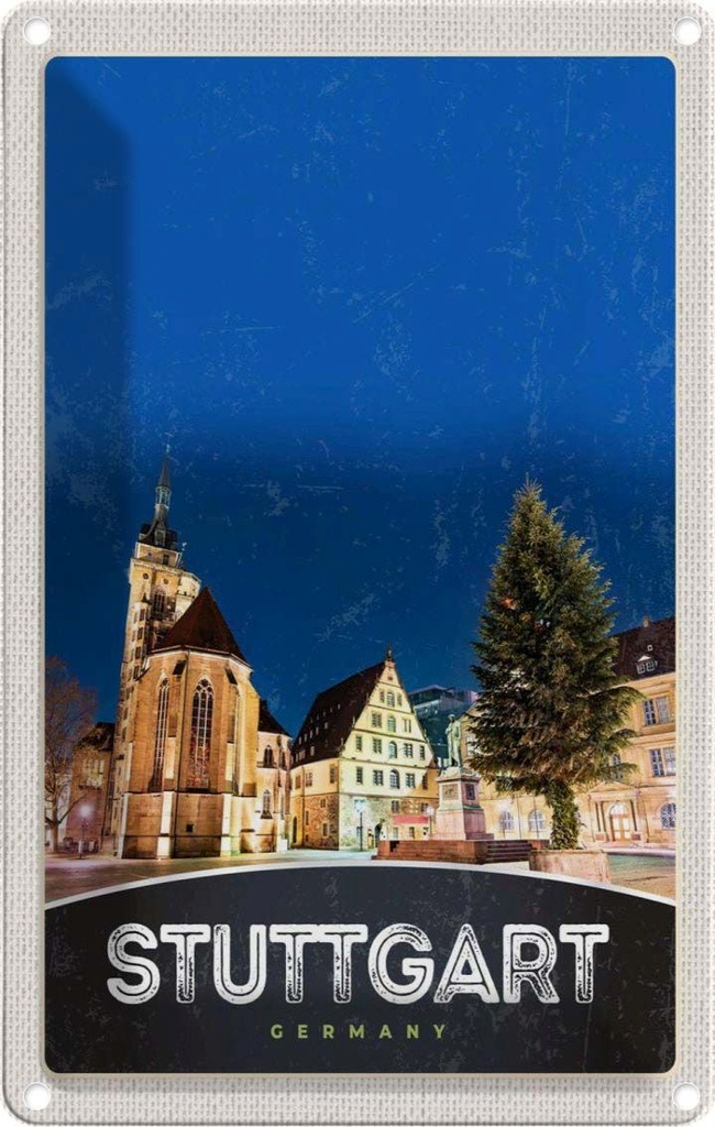 [LA-131180] Blechschild 30x20 cm Stuttgart Altstadt Architektur Gebäude Bildmotiv Reisemotiv Abenteuer Reisen Urlaub Häuser