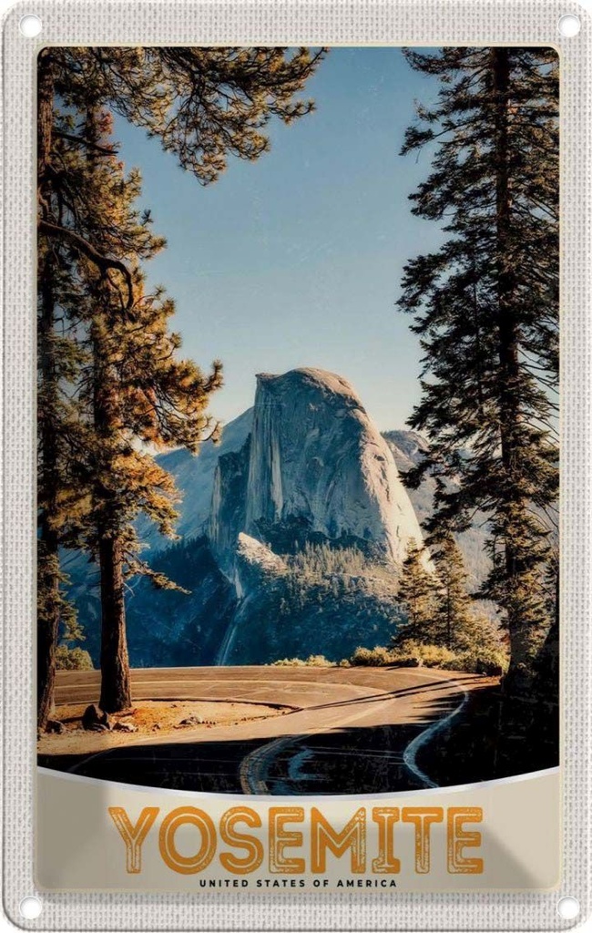 [LA-131181] Blechschild 30x20 cm Yosemite Amerika USA Urlaub Natur Bäume Gebirge Bildmotiv Reisemotiv Abenteuer Reisen