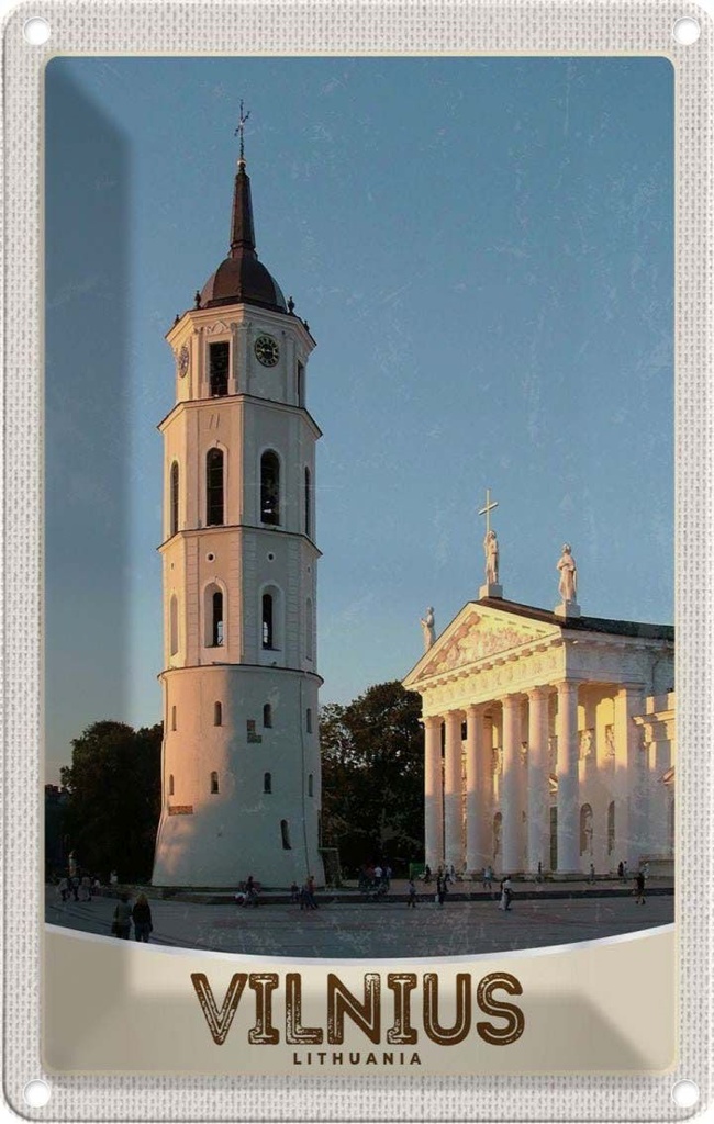 [LA-131204] Blechschild 30x20 cm Vilnius Litauen Architektur Kirche Bildmotiv Reisemotiv Abenteuer Reisen Urlaub Häuser