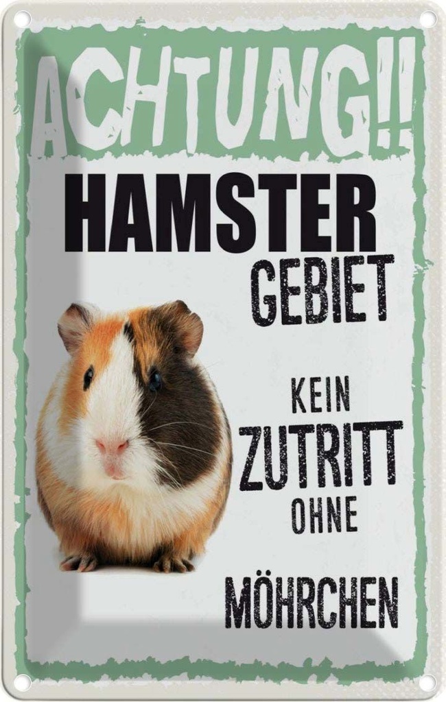 [LA-131548] Blechschild 30x20 cm Tiere Achtung Hamster Gebiet Tier Haustier